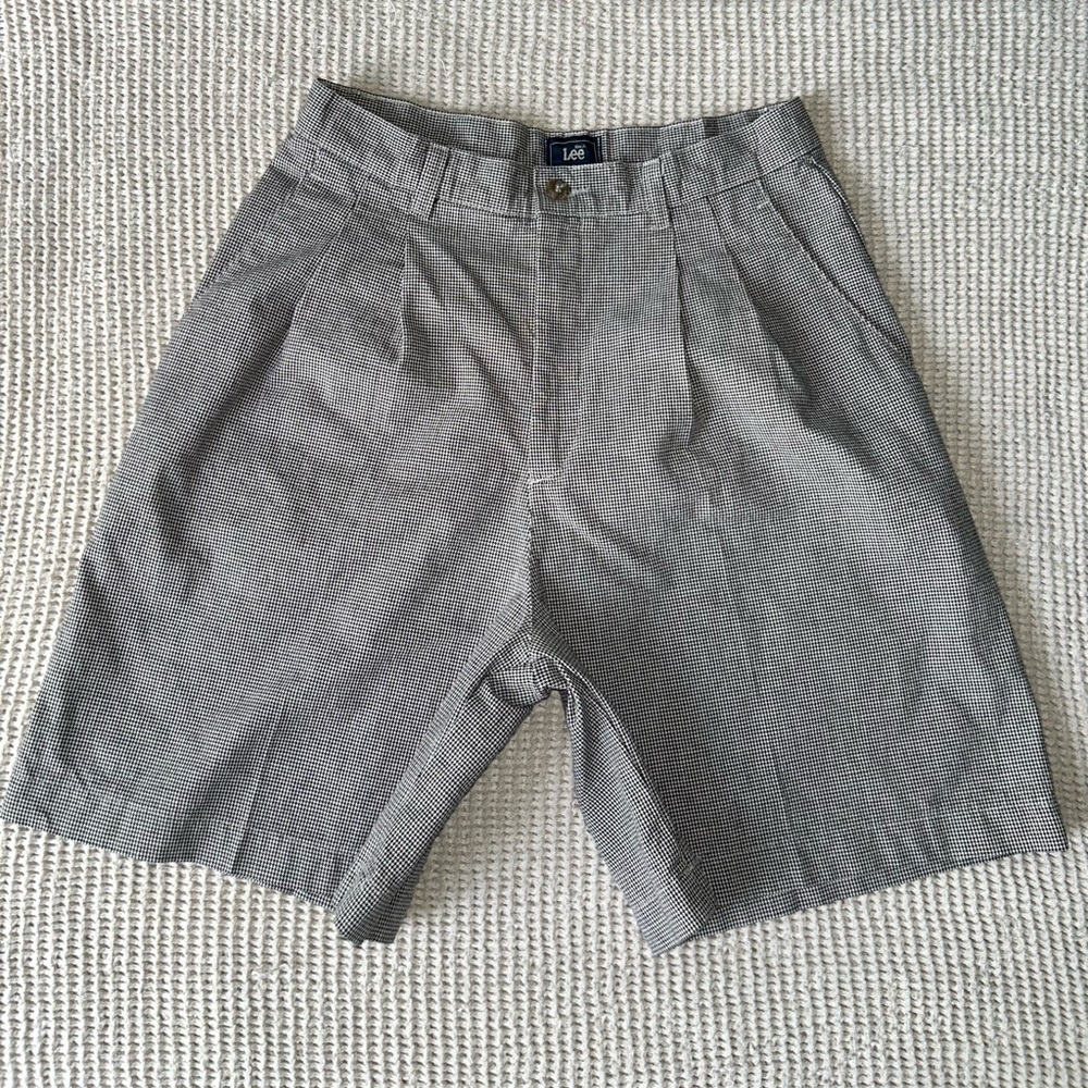 VTG Lee High Rise Trouser Shorts S/M* Tailored Pleated Houndstooth Festival